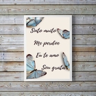 Quadro Hooponopono Borboletas azuis 24x18cm Moldura:madeira B