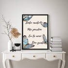 Quadro Hooponopono Borboletas azuis 45x34cm - Com Vidro Moldu