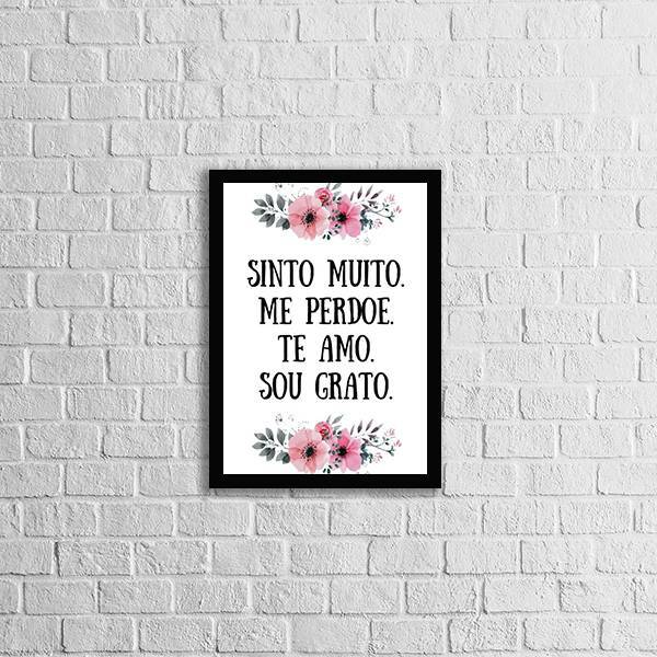 Quadro Ho’oponopono Te Amo, Sou Grato 45x34cm - Com Vidro Mol