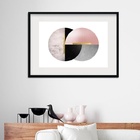 Quadro Horizontal Abstrato Rosa Preto Cinza - 60x48cm Moldura