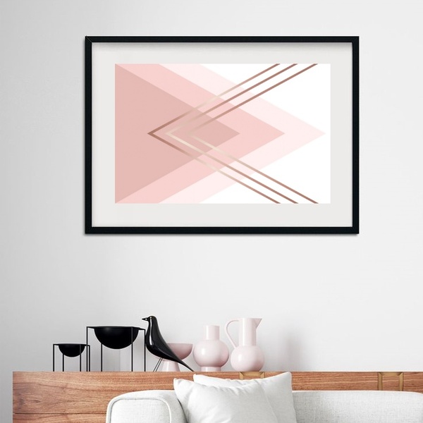 Quadro Horizontal Abstrato Rosado - 60x48cm Moldura:madeira P