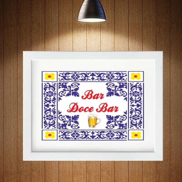 Quadro Horizontal Bar Doce Bar - 60x48cm Moldura:madeira Preta