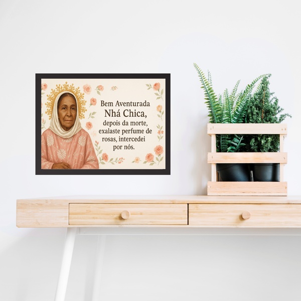 Quadro Horizontal Beata Nhá Chica 45x34cm Moldura Preta
