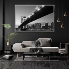 Quadro Horizontal Decorativo Ponte De Manhattan Com Moldura 9