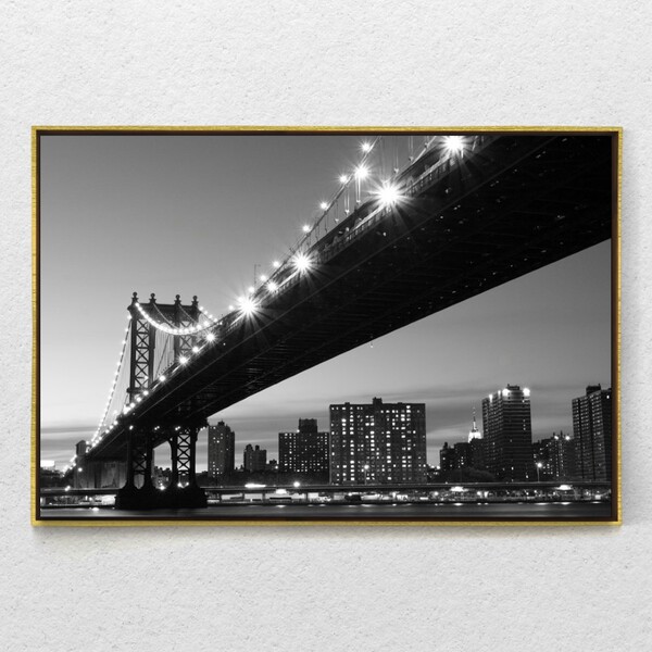 Quadro Horizontal Decorativo Ponte De Manhattan Com Moldura 9