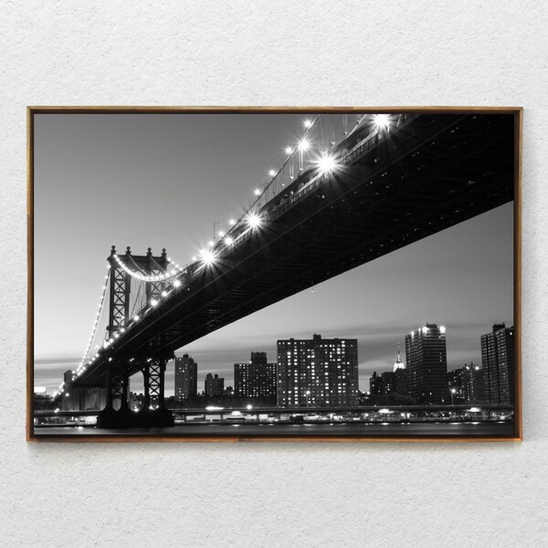 Quadro Horizontal Decorativo Ponte De Manhattan Com Moldura 9