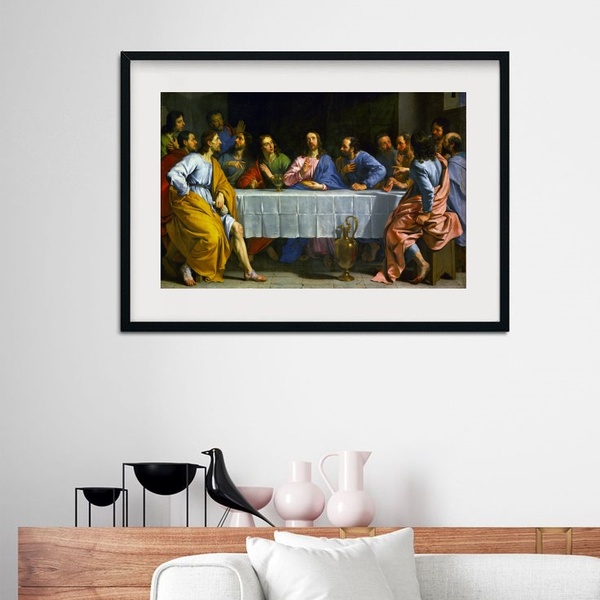 Quadro Horizontal Santa Ceia - 60x48cm Moldura:madeira Preta