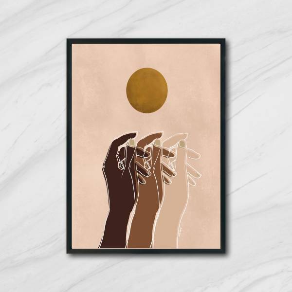 Quadro Humanity Hands 33x24cm - Com Vidro Moldura:madeira Pre