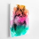 Quadro Husky Siberiano Cachorro Aquarela Canvas 60x40cm