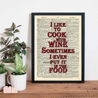 Quadro I Like To Cook With Wine 24x18cm Moldura:madeira Branca