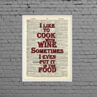 Quadro I Like To Cook With Wine 24x18cm Moldura:madeira Branca