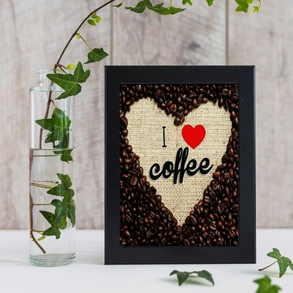 Quadro I Love Coffee Fotografia grãos 33x24cm - Com Vidro Mol