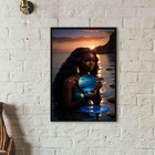 Quadro Iemanjá Negra - Espelho 24x18cm - Com Vidro Moldura:ma