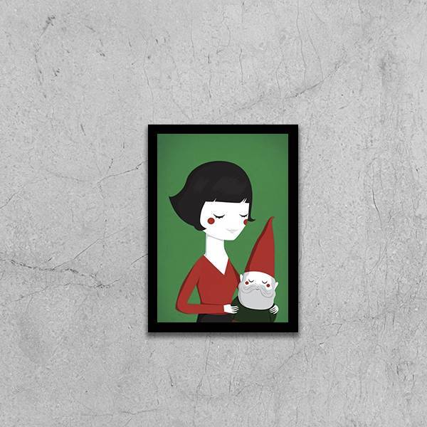Quadro Ilustração Amelie Poulain 33x24cm - Com Vidro Moldura: