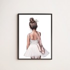 Quadro Ilustração Bailarina De Costas 45x34cm - Com Vidro Mol
