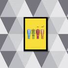 Quadro Ilustração Beatles Amarelo 33x24cm - Com Vidro Moldura