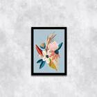 Quadro Ilustração Flores Coloridas 24x18cm - Com Vidro Moldur