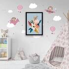 Quadro Ilustração Flores Coloridas 33x24cm - Com Vidro Moldur