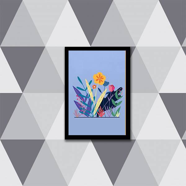 Quadro Ilustração Flores Do Campo 24x18cm Moldura:madeira Pre