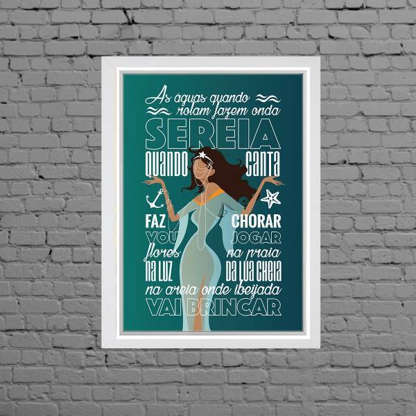 Quadro Ilustração Iemanjá Com Dizeres 24x18cm - Com Vidro Mol