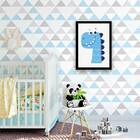 Quadro Ilustração Infantil Dinossaurinho Azul 24x18cm - Com V