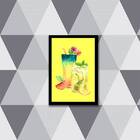 Quadro Ilustração Sucos Naturais Amarelo 24x18cm Moldura:made