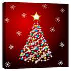 Quadro Impressão Digital Árvore Natal Vermelho 30x30cm Uniart