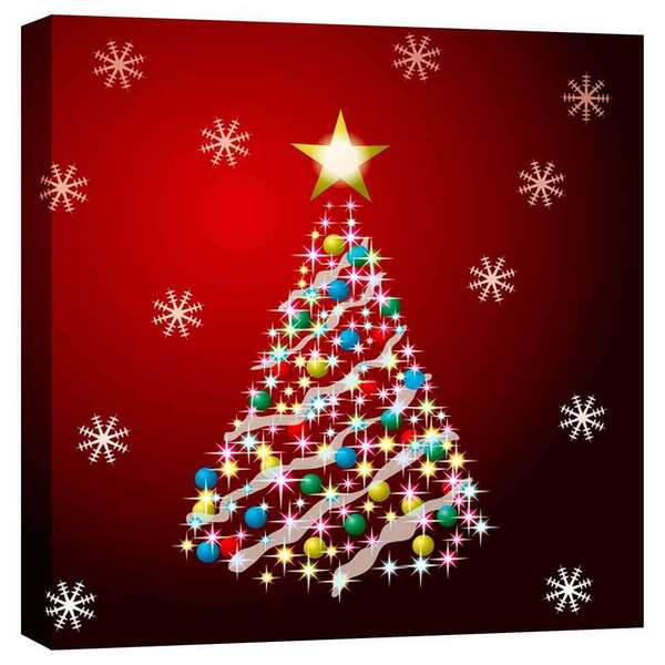 Quadro Impressão Digital Árvore Natal Vermelho 30x30cm Uniart