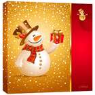 Quadro Impressão Digital Boneco Neve Dourado 30x30cm Uniart