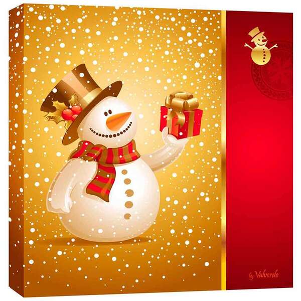 Quadro Impressão Digital Boneco Neve Dourado 30x30cm Uniart