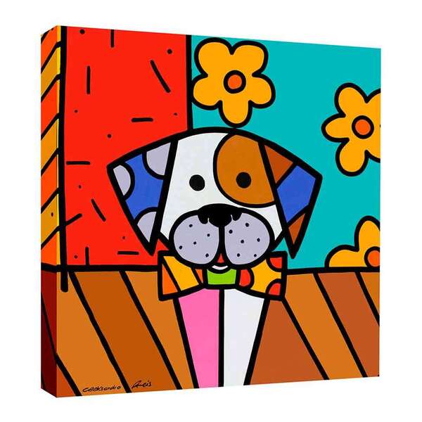 Quadro Impressão Digital Cachorro Pop-art Colorido 30x30cm Un