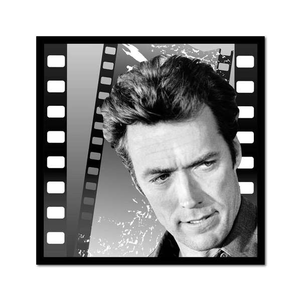 Quadro Impressão Digital Clint Eastwood Preto E Branco 45x45
