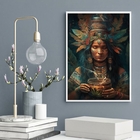 Quadro Índia - Cabocla Jurema 24x18cm - Com Vidro Moldura:mad