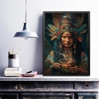 Quadro Índia - Cabocla Jurema 24x18cm Moldura:madeira Branca