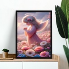 Quadro Infantil Anjinha Com Flores 24x18cm Moldura Preta