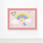 Quadro Infantil Arco Íris 22x32 Moldura Rosa