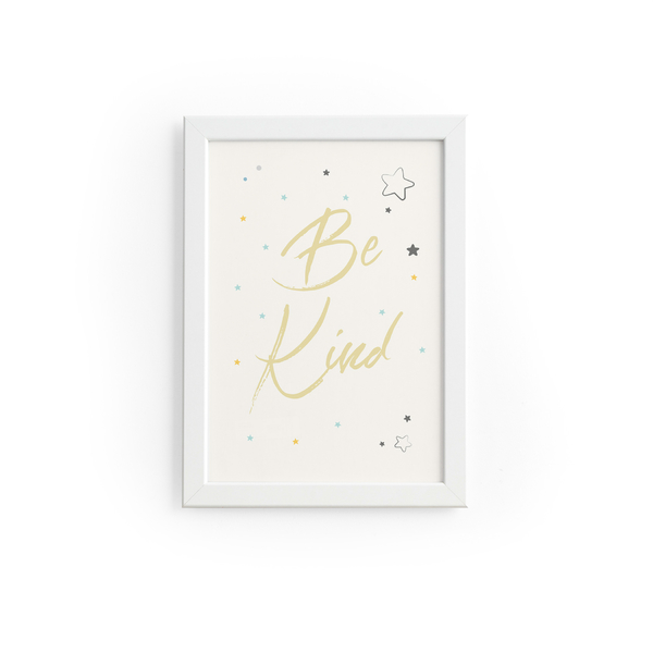 Quadro Infantil Be Kind Estrelas Moldura Branca 22x32cm Leroy Merlin