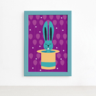 Quadro Infantil Circo Cartola para Quarto Moldura Azul 22x32