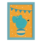 Quadro Infantil Circo Elefante Quarto Moldura Azul 22x32