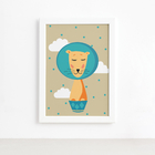 Quadro Infantil Circo Leão para Quarto Moldura Branca 22x32