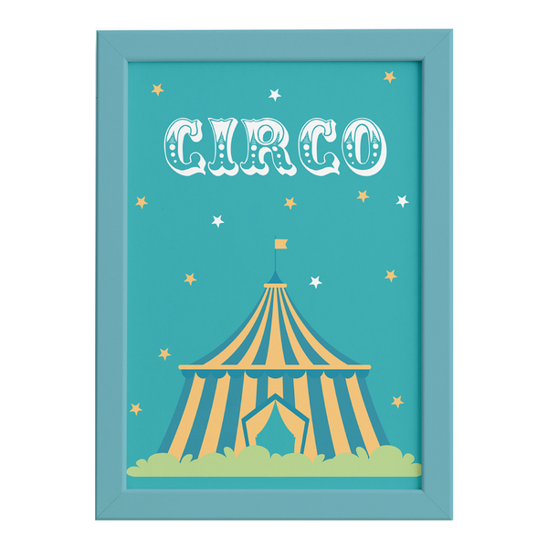 Quadro Infantil Circo Tenda Para Quarto Moldura Azul 22x32cm Leroy Merlin