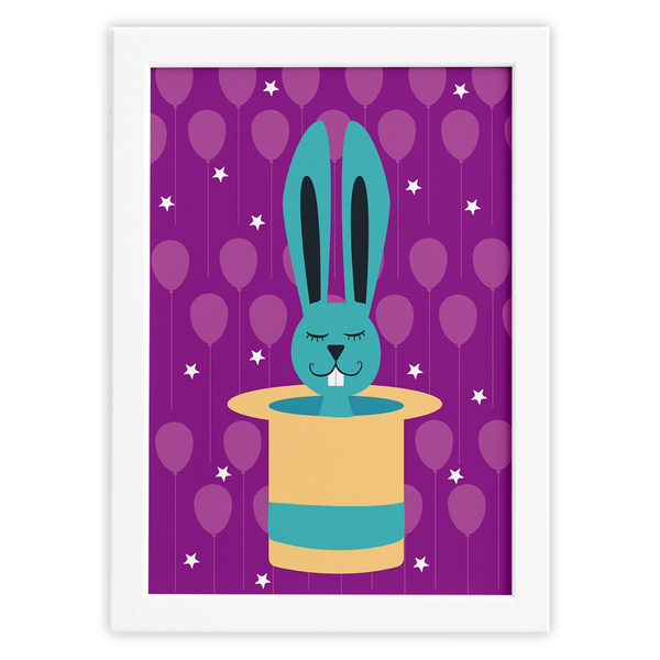 Quadro Infantil Circo Tenda para Quarto Moldura Branca 33x43