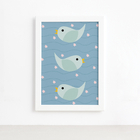 Quadro Infantil Coruja Baby Passarinhos Moldura Branca 22x32