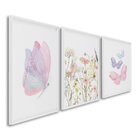 Quadro Infantil Decorativo Flores E Borboletas Com 3 Telas 60
