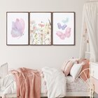 Quadro Infantil Decorativo Flores E Borboletas Com 3 Telas 60