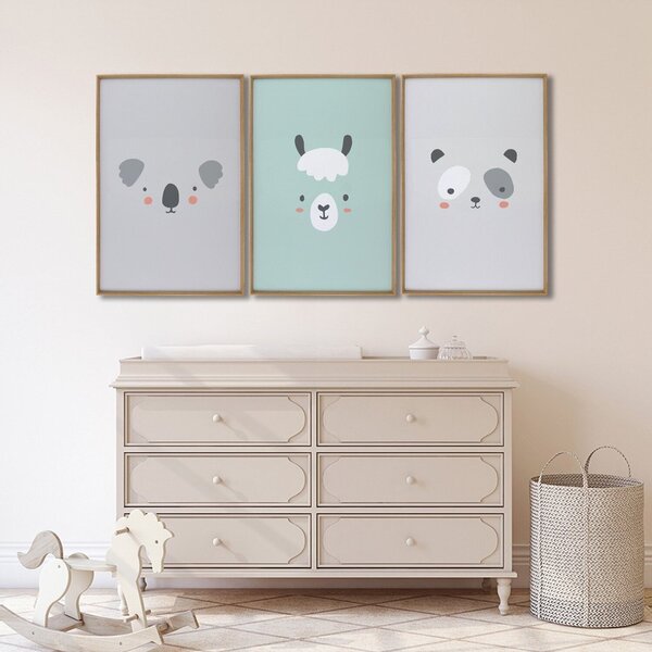 Quadro Infantil Decorativo Rostinhos Do Bem Coala Panda Lhama