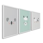 Quadro Infantil Decorativo Rostinhos Do Bem Coala Panda Lhama