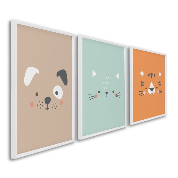Quadro Infantil Decorativo Rostinhos Do Bem Gato Cachorro Tig