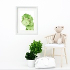 Quadro Infantil Dinossauro Verde Aquarela - 60x48cm Moldura:m