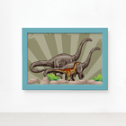 Quadro Infantil Dinossauro Verde Moldura Azul 22x32
